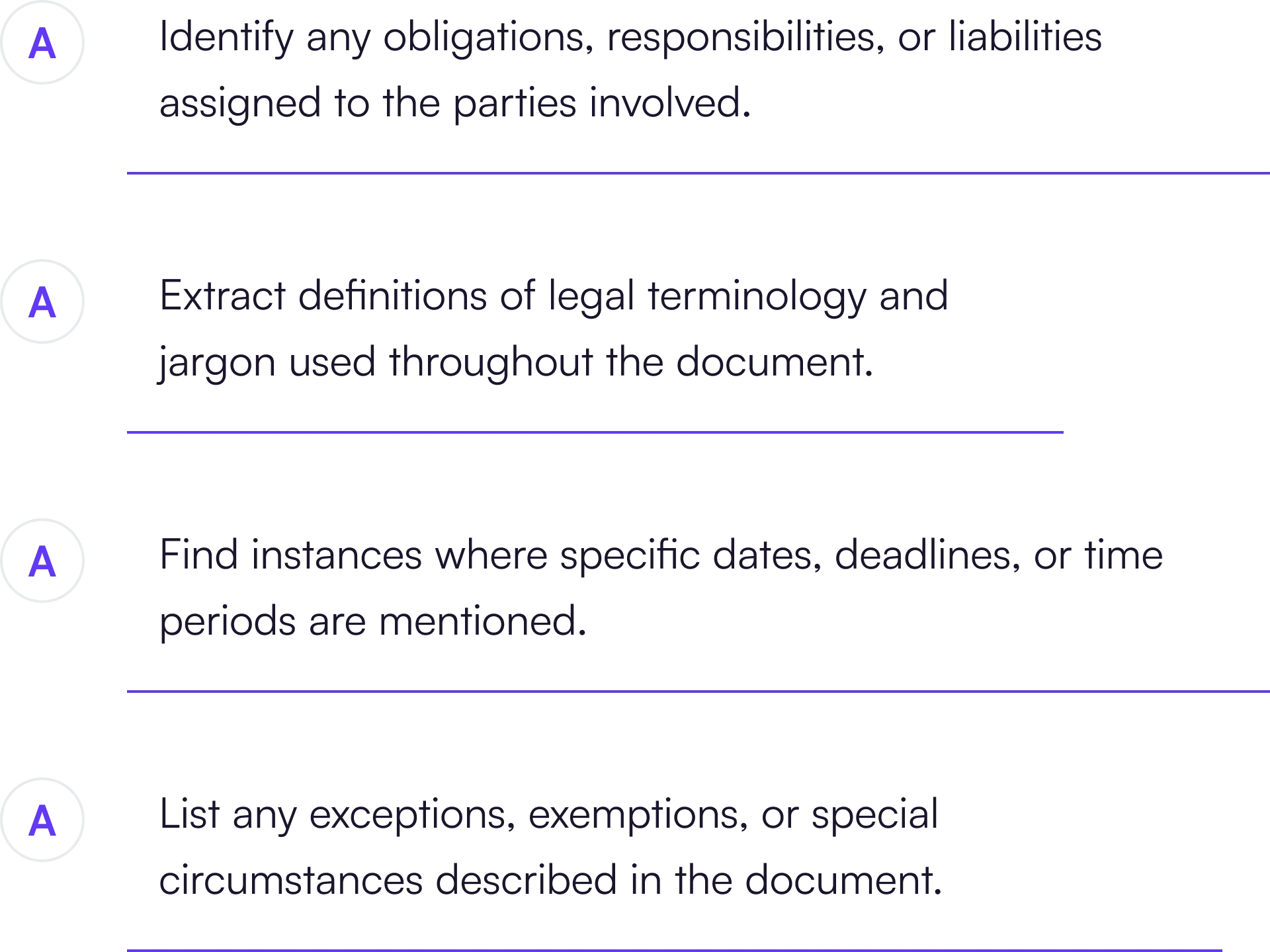 Additional questions for the use case - Decode Legal Documents